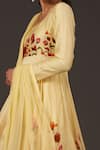 Balance By Rohit Bal_Yellow Chanderi Floral Round Print Anarkali Set _Online_at_Aza_Fashions