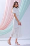 Blush And M_White Cotton Floral Cutwork Dress_Online_at_Aza_Fashions