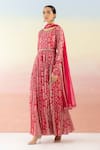 Buy_Basanti - Kapde Aur Koffee_Pink Georgette Embroidered Floral Boat Print Anarkali With Dupatta _Online_at_Aza_Fashions