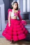 Buy_Hoity Moppet_Fuchsia Lehenga Tulle Embellished And Applique Stone & Barbie Pattern Top & Set _at_Aza_Fashions