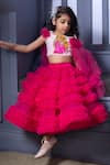 Shop_Hoity Moppet_Fuchsia Lehenga Tulle Embellished And Applique Stone & Barbie Pattern Top & Set _at_Aza_Fashions