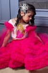 Hoity Moppet_Fuchsia Lehenga Tulle Embellished And Applique Stone & Barbie Pattern Top & Set _Online_at_Aza_Fashions