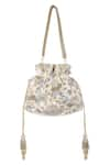 Shop_Fuchsia_White Embellished Velvet Potli Bag _at_Aza_Fashions