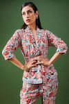 Shop_FUGA_Multi Color French Cotton Print Floral Vanilla Blush Flower Blazer And Pant Set _Online_at_Aza_Fashions