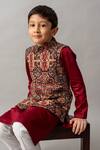 BA BA Baby Clothing CO_Multi Color Cotton Satin, Bundi Georgette Thread, Embroidered And Kurta Set_Online_at_Aza_Fashions