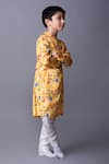 Ba Ba Baby clothing co_Yellow Kurta Modal Satin Printed Floral Sunshine Bloom Set _Online_at_Aza_Fashions