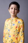 Buy_Ba Ba Baby clothing co_Yellow Kurta Modal Satin Printed Floral Sunshine Bloom Set _Online_at_Aza_Fashions