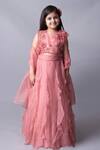 Buy_Ba Ba Baby clothing co_Pink 100% Viscose Organza Printed Polka Bloom Embellished Blouse And Lehenga Set_at_Aza_Fashions