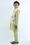 Rohit Bal_Ivory Linen Floral Print Bundi For Boys_Online_at_Aza_Fashions