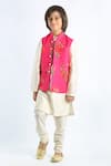 Buy_Bal Bachche By Rohit Bal_Fuchsia Linen Digital Floral Bundi _at_Aza_Fashions