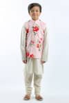 Buy_Bal Bachche By Rohit Bal_Pink Linen Digital Floral Bundi _at_Aza_Fashions