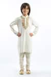 Buy_Bal Bachche By Rohit Bal_Ivory Matka Silk Embroidered Squirrel Neck Kurta Set  _at_Aza_Fashions