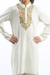 Buy_Bal Bachche By Rohit Bal_Ivory Matka Silk Embroidered Squirrel Neck Kurta Set  _Online_at_Aza_Fashions