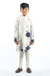 Buy_Bal Bachche By Rohit Bal_Ivory Matka Silk Printed Floral Sherwani_at_Aza_Fashions