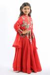 Rohit Bal_Red Chanderi Anarkali With Dupatta For Girls_Online_at_Aza_Fashions