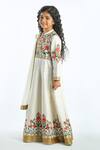 Rohit Bal_Ivory Chanderi Anarkali With Dupatta For Girls_Online_at_Aza_Fashions