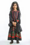 Buy_Bal Bachche By Rohit Bal_Black Chanderi Embroidered Floral Anarkali With Dupatta_at_Aza_Fashions