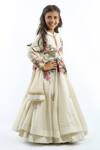 Rohit Bal_Ivory Chanderi Anarkali With Dupatta For Girls_Online_at_Aza_Fashions