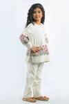 Rohit Bal_Ivory Chanderi Kurta And Pant Set For Girls_Online_at_Aza_Fashions
