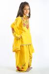 Rohit Bal_Yellow Chanderi Embroidered Kurta Set For Girls_Online_at_Aza_Fashions
