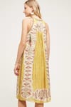 Shop_Bhanuni By Jyoti_Yellow Viscose Crepe Round Printed Halter Neck Dress _at_Aza_Fashions