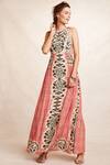 Buy_Bhanuni By Jyoti_Red Viscose Crepe Floral Printed Maxi Dress_at_Aza_Fashions