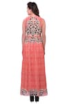 Shop_Bhanuni By Jyoti_Red Viscose Crepe Round Floral Printed Maxi Dress _at_Aza_Fashions