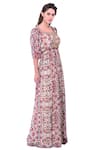 Bhanuni By Jyoti_White Viscose Crepe Square Neck Floral Printed Maxi Dress _Online_at_Aza_Fashions