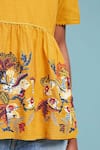 Bhanuni By Jyoti_Yellow Top Viscose Inner Rayon Top Round Inner Scoop Embroidered Peplum _at_Aza_Fashions