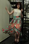Buy_Bhanuni By Jyoti_White Viscose Crepe Floral Printed Skirt _Online_at_Aza_Fashions