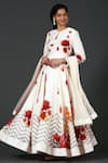 Buy_Balance by Rohit Bal_Ivory Chanderi Printed Floral Keyhole Anarkali Set _at_Aza_Fashions