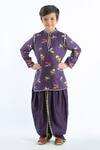 Buy_Bal Bachche By Rohit Bal_Blue Linen Printed Bird Kurta Set_at_Aza_Fashions