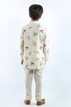 Shop_Bal Bachche By Rohit Bal_Ivory Linen Printed Bird Kurta Set_at_Aza_Fashions