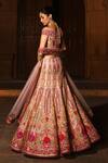 Shop Reynu Taandon Pink Net, Chanderi Silk Bardot Embroidered Off Shoulder Bridal Lehenga Set at Aza Fashions Shop_Reynu Taandon_Pink Net, Chanderi Silk Bardot Embroidered Off Shoulder Bridal Lehenga Set _at_Aza_Fashions