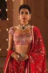 Shop Reynu Taandon Pink Georgette Sweetheart Neck Embroidered Bridal Lehenga Set Online at Aza Fashions Shop_Reynu Taandon_Pink Georgette Sweetheart Neck Embroidered Bridal Lehenga Set _Online_at_Aza_Fashions