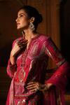 Buy_Reynu Taandon_Pink Net, Chanderi Silk Notched Kurta Set _Online_at_Aza_Fashions