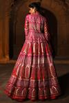 Shop_Reynu Taandon_Pink Chanderi Silk Mandarin Collar Embroidered Jacket Lehenga Set _at_Aza_Fashions