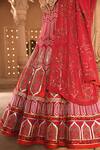 Shop Reynu Taandon Pink Chanderi Silk V Neck Embroidered Bridal Lehenga Set Online at Aza Fashions Shop_Reynu Taandon_Pink Chanderi Silk V Neck Embroidered Bridal Lehenga Set _Online_at_Aza_Fashions