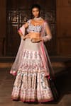 Buy Reynu Taandon Pink Chanderi Silk Sweetheart Neck Embroidered Bridal Lehenga Set at Aza Fashions Buy_Reynu Taandon_Pink Chanderi Silk Sweetheart Neck Embroidered Bridal Lehenga Set _at_Aza_Fashions
