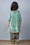 Shop_Torani_Green Velvet Embroidered Kurta And Pant Set For Girls_at_Aza_Fashions