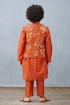 Shop_Torani_Orange Chanderi Quilted Bundi And Kurta Set For Boys_at_Aza_Fashions