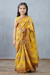 Torani_Yellow Chanderi Printed Silk Saree With Blouse _Online_at_Aza_Fashions