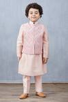 Buy_Torani_Pink Chanderi, Cotton Embroidery Kurta Set With Nehru Jacket _at_Aza_Fashions