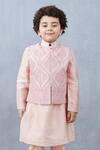 Torani_Pink Chanderi, Cotton Embroidery Kurta Set With Nehru Jacket _Online_at_Aza_Fashions