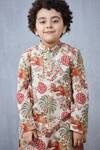 Torani_Beige Printed Kurta And Pant Set For Boys_Online_at_Aza_Fashions
