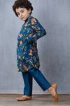 Shop_Torani_Blue Chanderi, Cotton, Silk Embroidery Printed Kurta And Pant Set _at_Aza_Fashions