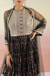 Buy_Basanti - Kapde Aur Koffee_Black Printed Georgette Embroidered Floral Round Kurta Dhoti Pant Set_Online_at_Aza_Fashions