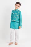 Buy_Mr Brat_Blue Embroidered Bundi And Kurta Set For Boys_Online_at_Aza_Fashions