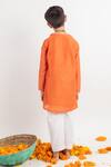 Shop MR Brat Orange Cotton Embroidery Zari Kurta Set at Aza Fashions Shop_MR Brat_Orange Cotton Embroidery Zari Kurta Set _at_Aza_Fashions