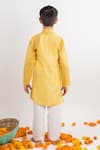 Shop MR Brat Yellow Chanderi, Cotton Embroidery Overlap Kurta Set at Aza Fashions Shop_MR Brat_Yellow Chanderi, Cotton Embroidery Overlap Kurta Set _at_Aza_Fashions